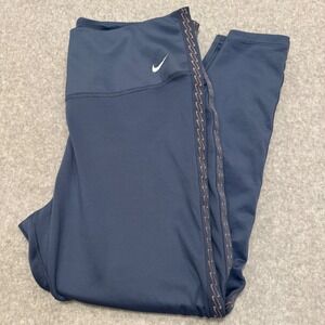 Nike Therma-FIT Navy Blue Leggings Metallic Copper Trim Plus Size XXL